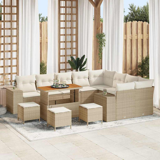 JUNG Vida Garten-Sofa-Set mit Kissen mit Speicher 13 pcs Beige und Creme