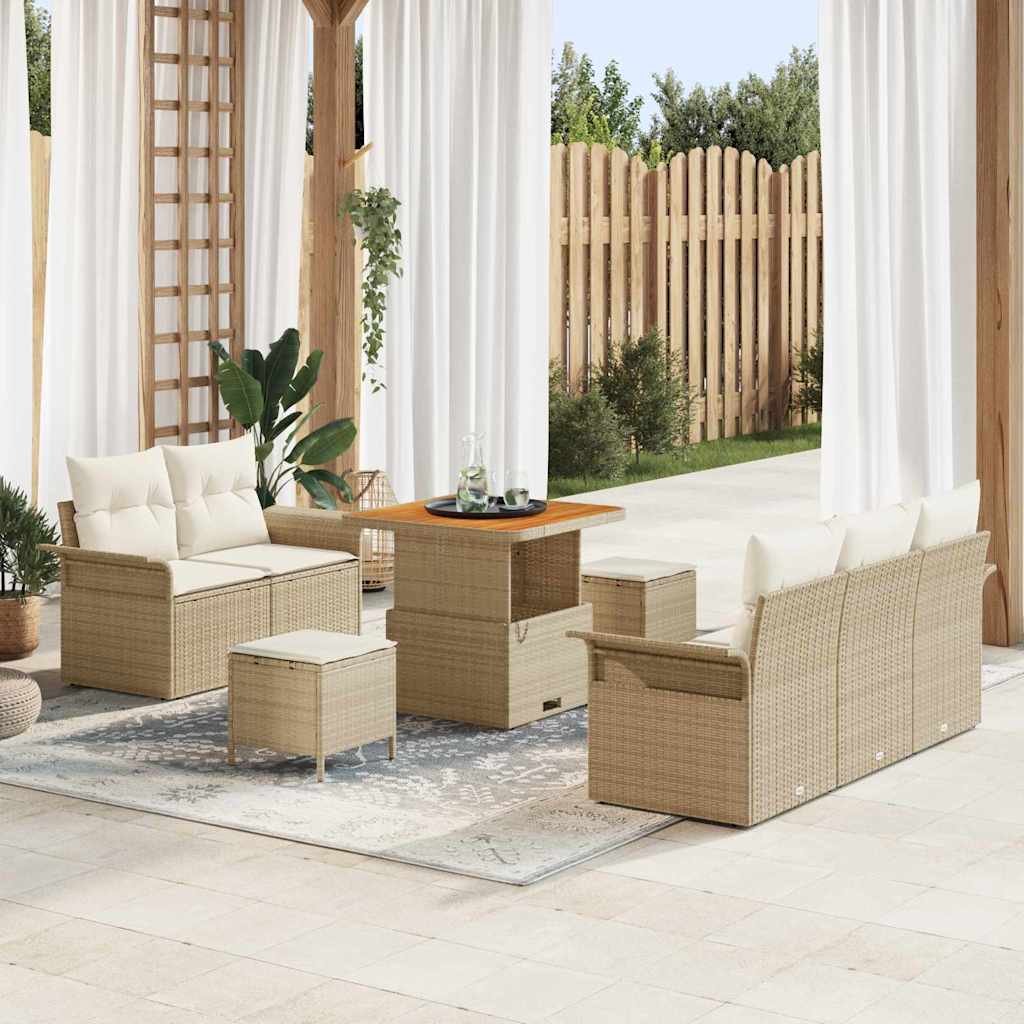 JUNG Vida Garten-Sofa-Set mit Kissen mit Speicher 8 pcs Beige und Creme