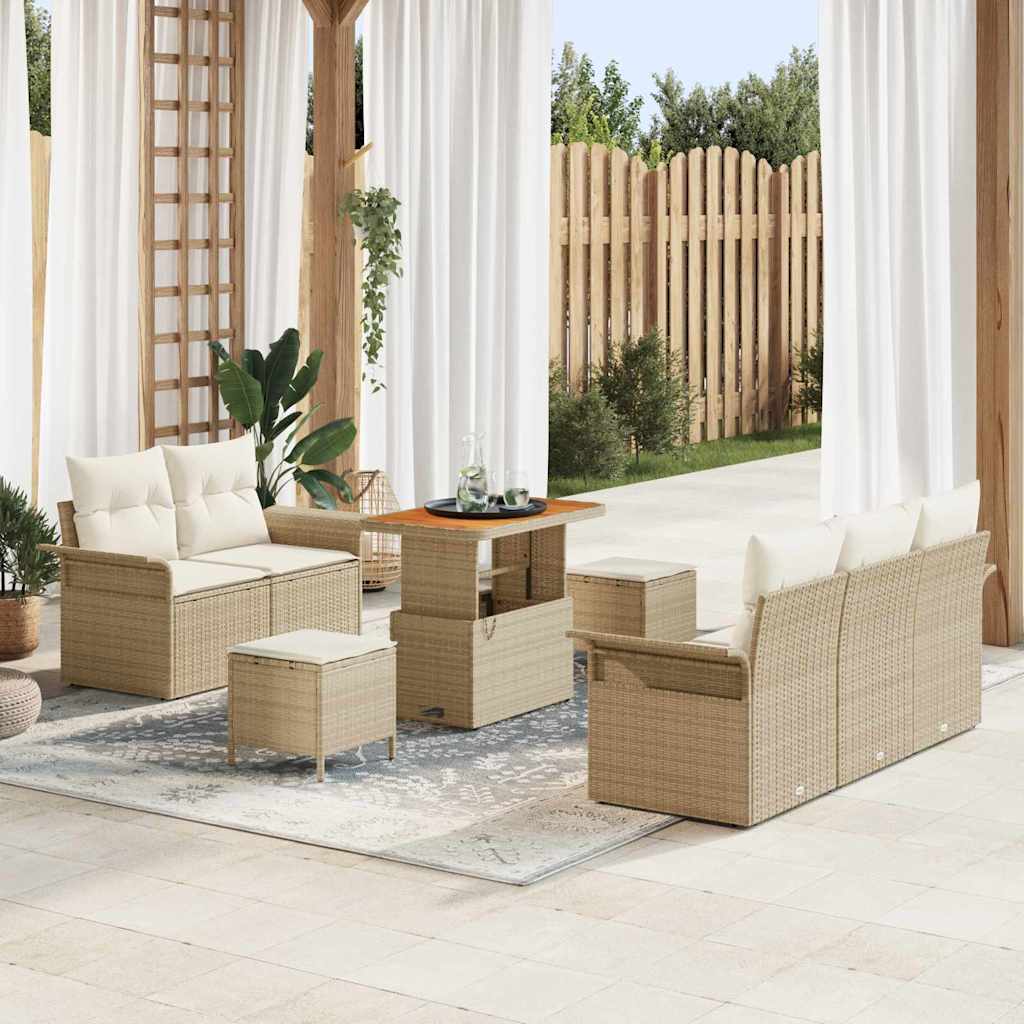 JUNG Vida Garten-Sofa-Set mit Kissen mit Speicher 8 pcs Beige und Creme