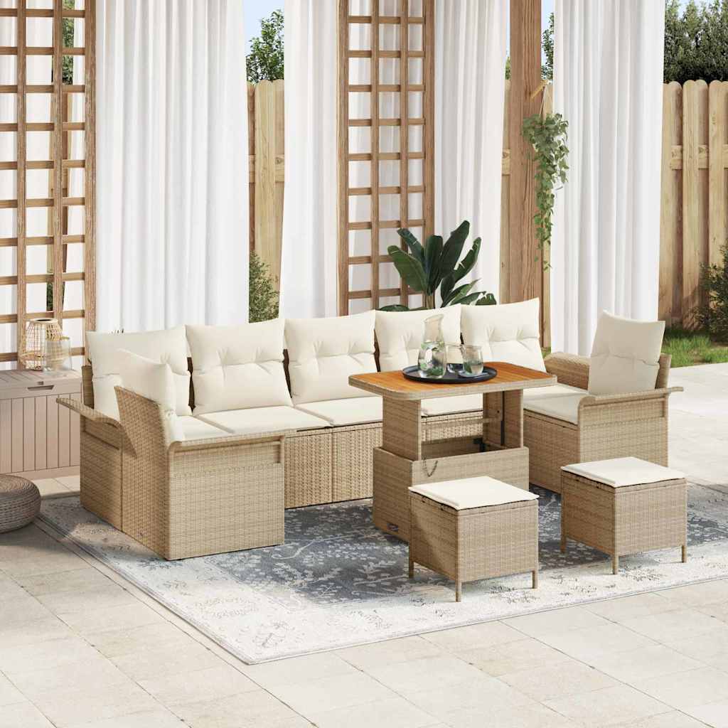 JUNG Vida Garten-Sofa-Set mit Kissen mit Speicher 10 pcs Beige und Creme
