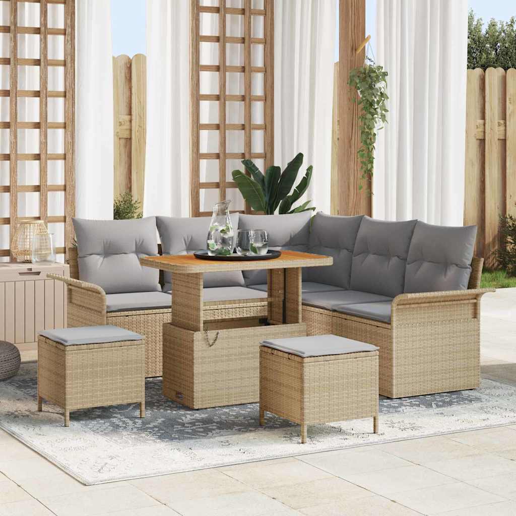 JUNG Vida Garten-Sofa-Set mit Kissen mit Kissen 8 pcs Beige und Hellgrau