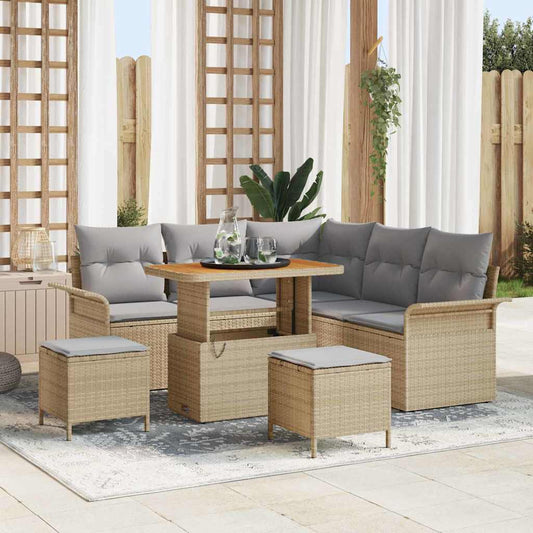 JUNG Vida Garten-Sofa-Set mit Kissen mit Kissen 8 pcs Beige und Hellgrau