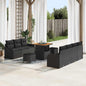 JUNG Vida Garten-Sofa-Set mit Kissen mit Speicher 10 pcs Schwarz