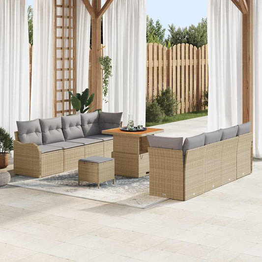 JUNG Vida Garten-Sofa-Set mit Kissen mit Kissen 11 pcs Beige und Hellgrau