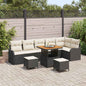 JUNG Vida Garten-Sofa-Set mit Kissen mit Speicher 9 pcs Schwarz und Creme