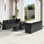 JUNG Vida Garten-Sofa-Set mit Kissen mit Speicher 11 pcs Schwarz