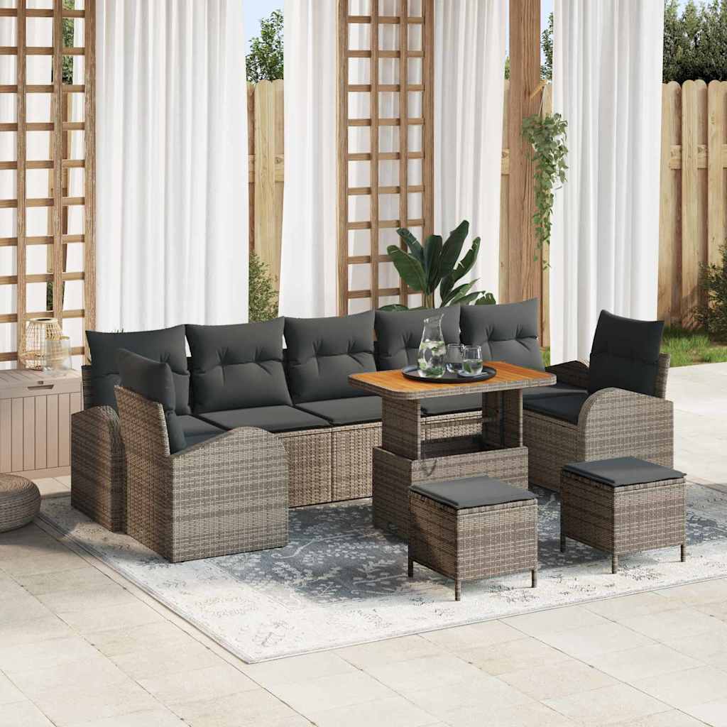 JUNG Vida Garten-Sofa-Set mit Kissen mit Speicher mit Kissen 10 pcs Grau