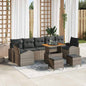 JUNG Vida Garten-Sofa-Set mit Kissen mit Speicher mit Kissen 10 pcs Grau