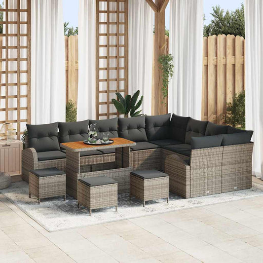JUNG Vida Garten-Sofa-Set mit Kissen mit Speicher mit Kissen 13 pcs Grau