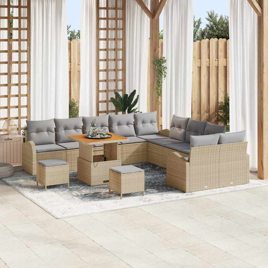 JUNG Vida Garten-Sofa-Set mit Kissen mit Kissen 13 pcs Beige und Hellgrau
