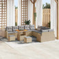 JUNG Vida Garten-Sofa-Set mit Kissen mit Kissen 13 pcs Beige und Hellgrau