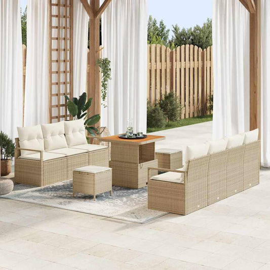JUNG Vida Garten-Sofa-Set mit Kissen mit Speicher 10 pcs Beige und Creme