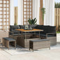 JUNG Vida Garten-Sofa-Set mit Kissen mit Speicher mit Kissen 8 pcs Grau