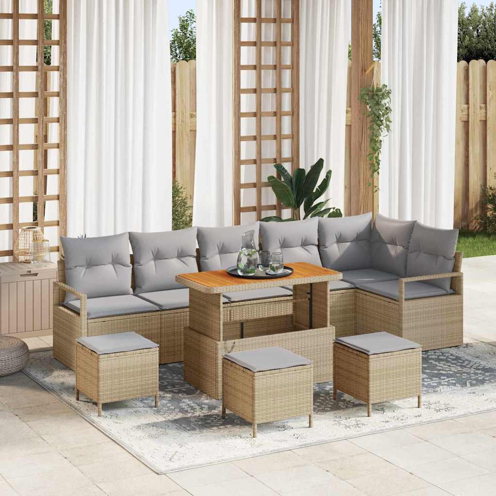 JUNG Vida Garten-Sofa-Set mit Kissen mit Kissen 10 pcs Beige und Hellgrau