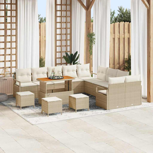 JUNG Vida Garten-Sofa-Set mit Kissen mit Speicher 14 pcs Beige und Creme