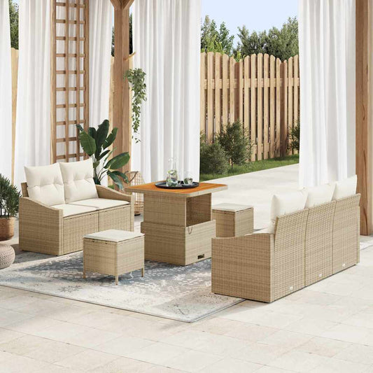 JUNG Vida Garten-Sofa-Set mit Kissen mit Speicher 8 pcs Beige und Creme