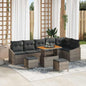 JUNG Vida Gartensofa-set mit Kissen mit Speicher 9 pcs Grau Poly Rattan