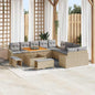 JUNG Vida Gartensofa-set mit Kissen mit Speicher 13 pcs Beige Poly Rattan
