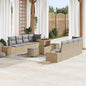 JUNG Vida Gartensofa-set mit Kissen mit Speicher 11 pcs Beige Poly Rattan