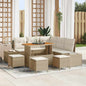 JUNG Vida Gartensofa-set mit Kissen mit Speicher 9 pcs Beige Poly Rattan