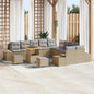 JUNG Vida Gartensofa-set mit Kissen mit Speicher 13 pcs Beige Poly Rattan