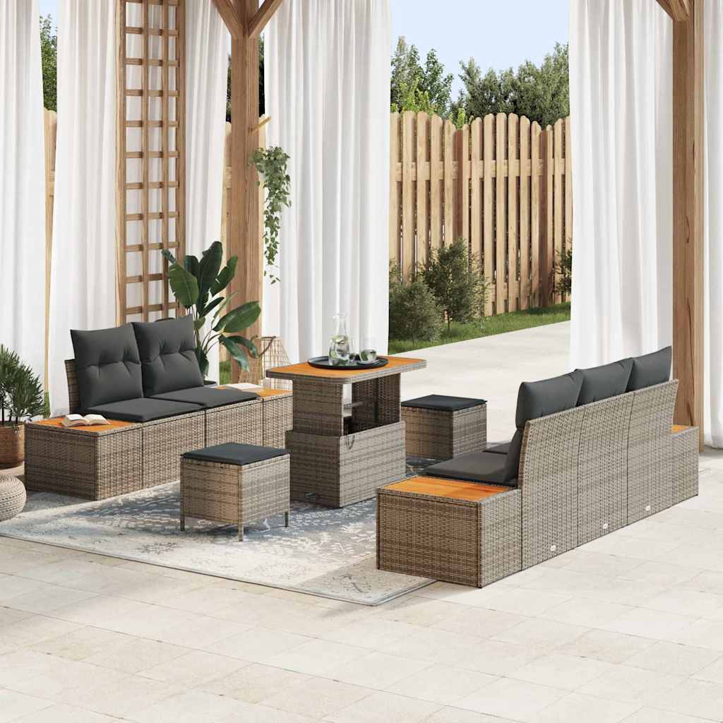 JUNG Vida Garten-Sofa-Set mit Kissen 8 pcs Hellgrau und Dunkelgrau