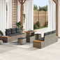 JUNG Vida Gartensofa-set mit Kissen mit Speicher 9 pcs Grau Poly Rattan