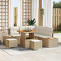 JUNG Vida Gartensofa-set mit Kissen mit Speicher 8 pcs Beige Poly Rattan
