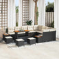 JUNG Vida Gartensofa-set mit Kissen 13 pcs Schwarz Poly Rattan