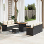 JUNG Vida Gartensofa-set mit Kissen 11 pcs Schwarz und Creme Poly-Rattan