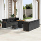 JUNG Vida Gartensofa-set mit Kissen 12 pcs Schwarz Poly-Rattan