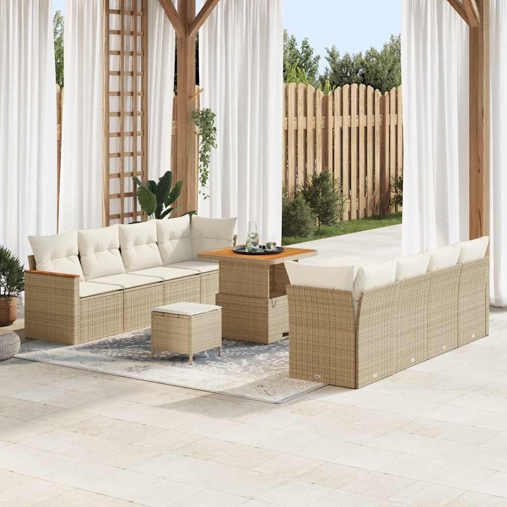 JUNG Vida Gartensofa-set mit Kissen 12 pcs Beige Poly-Rattan