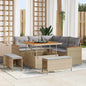 JUNG Vida Gartensofa-set mit Kissen 8 pcs Beige Poly Rattan
