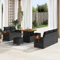 JUNG Vida Gartensofa-set mit Kissen 10 pcs Schwarz Poly-Rattan