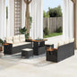 JUNG Vida Gartensofa-set mit Kissen 11 pcs Schwarz und Creme Poly-Rattan