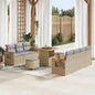 JUNG Vida Gartensofa-set mit Kissen 13 pcs Beige und Hellgrau Poly-Rattan