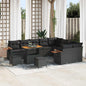 JUNG Vida Gartensofa-set mit Kissen 13 pcs Schwarz Poly-Rattan