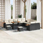 JUNG Vida Gartensofa-set mit Kissen 17 pcs Schwarz und Creme Poly-Rattan