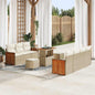 JUNG Vida Gartensofa-set mit Kissen 13 pcs Beige und Creme Poly-Rattan