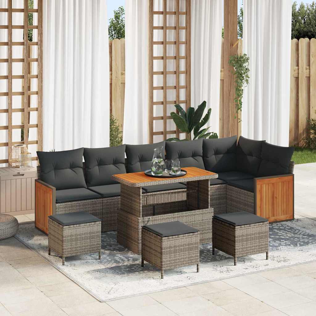 JUNG Vida Gartensofa-set mit Kissen 12 pcs Grau Poly-Rattan