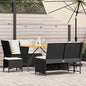 JUNG Vida 5-tlg. Garten-Sofagarnitur mit Kissen Schwarz Poly Rattan