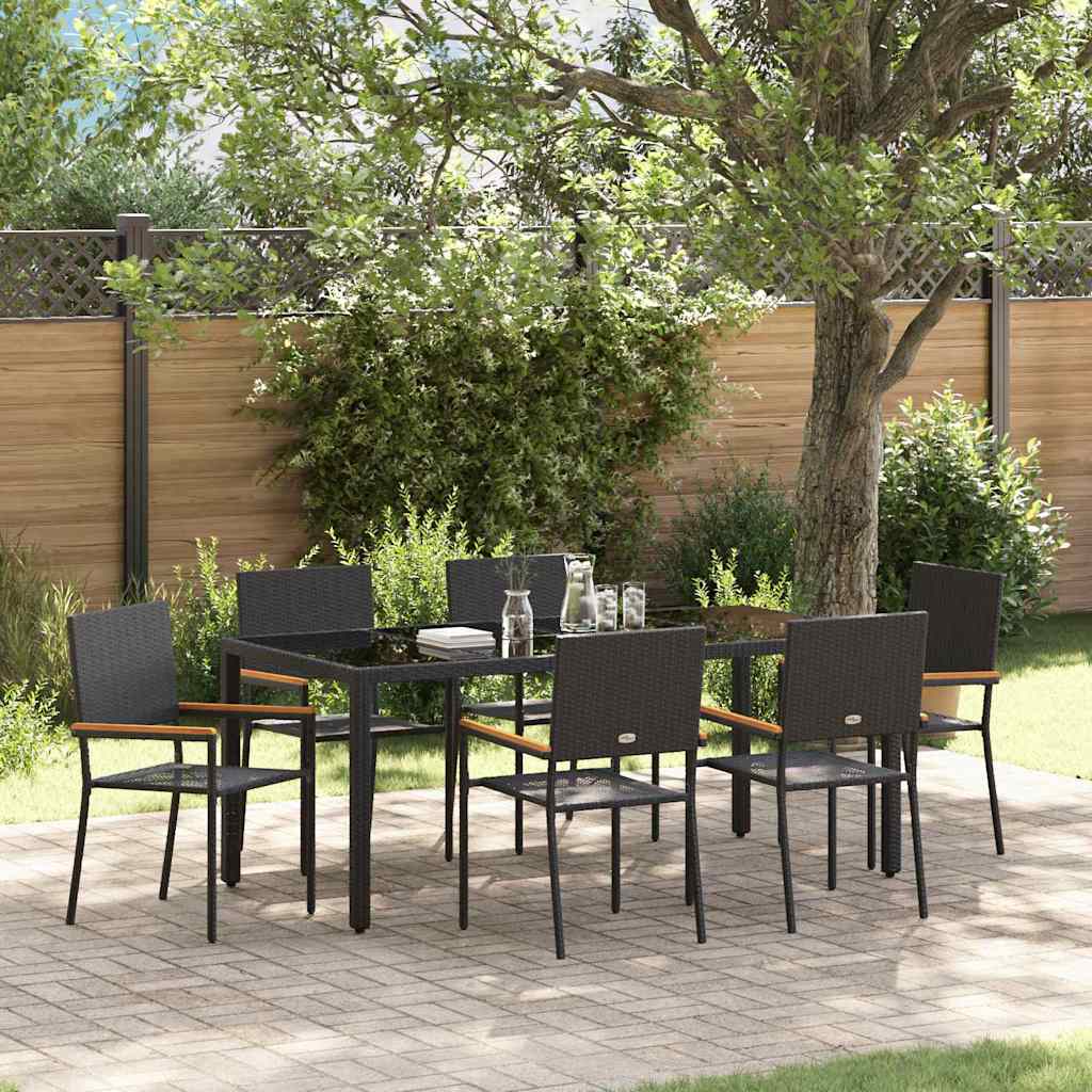 JUNG Vida Garten Essgruppe 7 pcs Schwarz Poly-Rattan