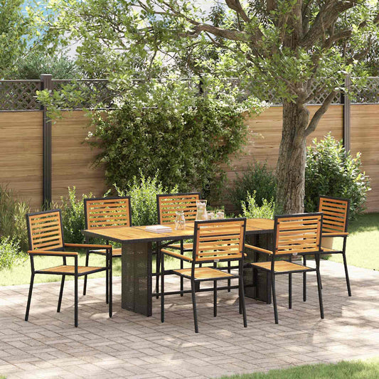 JUNG Vida Garten Essgruppe 7 pcs Schwarz und Braun Poly-Rattan