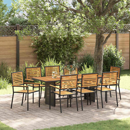 JUNG Vida Garten Essgruppe 9 pcs Schwarz und Braun Poly-Rattan