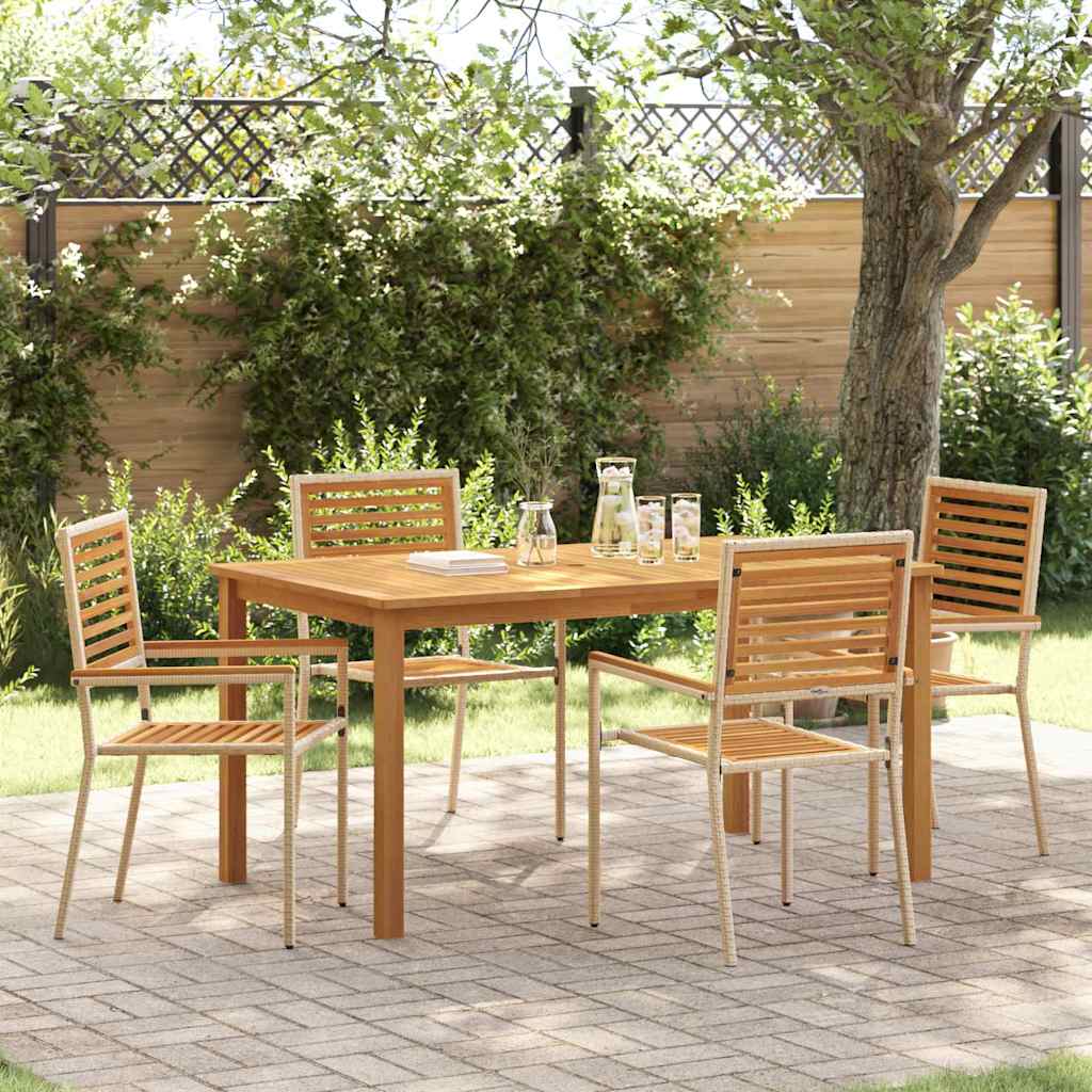 JUNG Vida Garten Essgruppe 5 pcs Beige Massivholz Akazie