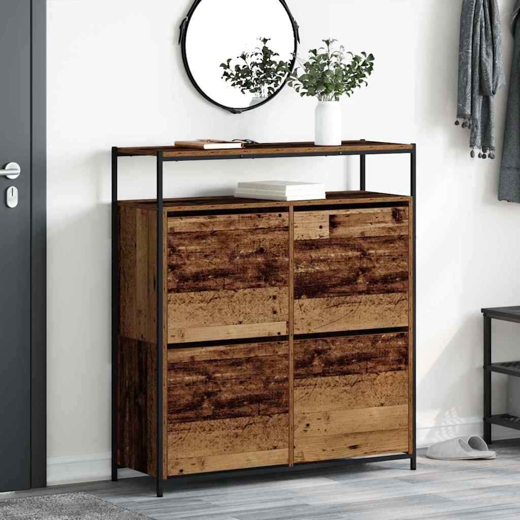 JUNG Vida Schuhschrank mit Regal Altholz 100 x 34 x 112 cm Holzwerkstoff