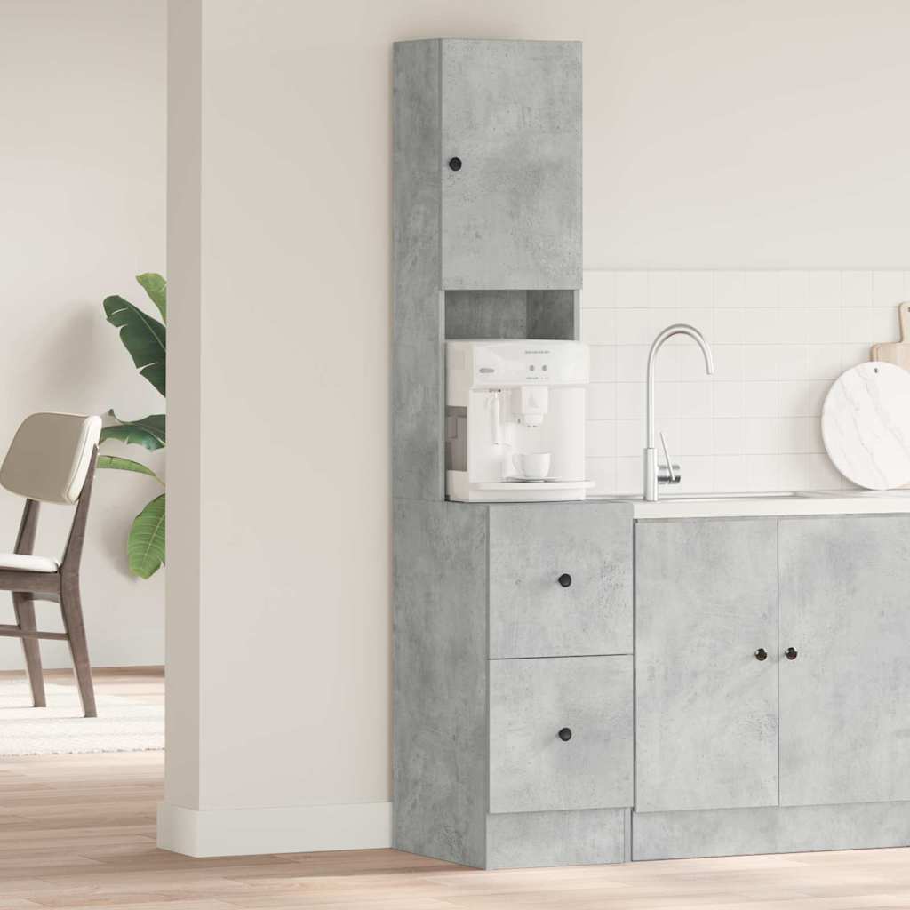 JUNG Vida Küchenschrank mit Regal Grau 35 x 50 x 180 cm Holzwerkstoff