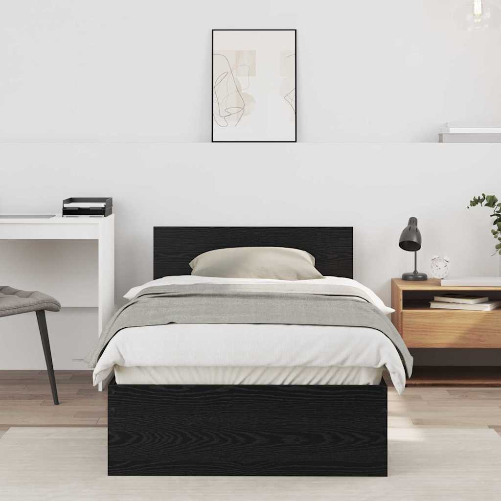 JUNG Vida Bettrahmen Schwarz Eichen-Optik 75 x 190 cm Holzwerkstoff