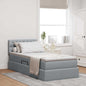 JUNG Vida Bett mit Stauraum und LED mit LED Hellgrau 100 x 200 cm Stoff