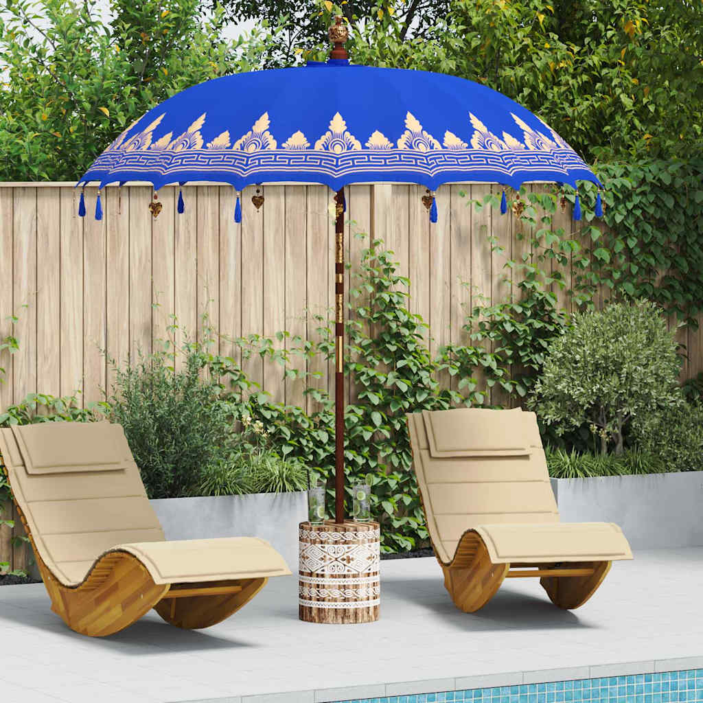 JUNG Vida Balinesischer Sonnenschirm mit Sockel Blau 215 x 215 x 260 cm